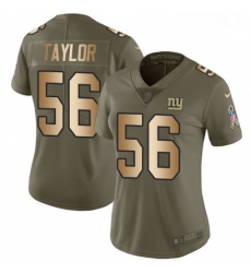 Womens Nike New York Giants 56 Lawrence Taylor Limited OliveGold 2017 Salute to Service NFL Jersey