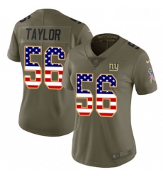 Womens Nike New York Giants 56 Lawrence Taylor Limited OliveUSA Flag 2017 Salute to Service NFL Jersey