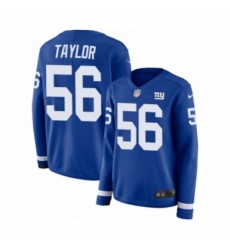 Womens Nike New York Giants 56 Lawrence Taylor Limited Royal Blue Therma Long Sleeve NFL Jersey