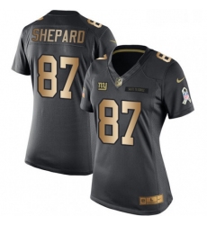 Womens Nike New York Giants 87 Sterling Shepard Limited BlackGold Salute to Service NFL Jersey