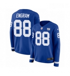 Womens Nike New York Giants 88 Evan Engram Limited Royal Blue Therma Long Sleeve NFL Jersey