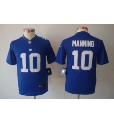 Nike Youth New York Giants #10 Manning Blue Limited NFL Jerseys