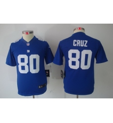Nike Youth New York Giants #80 Cruz Blue Limited Jerseys