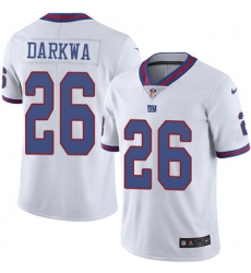Youth Nike Giants #26 Orleans Darkwa White Stitched NFL Limited Rush Jersey
