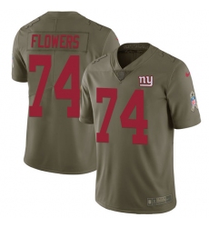 Youth Nike Giants #74 Ereck Flowers Olive Stitched NFL Limited 2017 Salute to Service Jersey