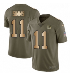 Youth Nike New York Giants 11 Phil Simms Limited OliveGold 2017 Salute to Service NFL Jersey