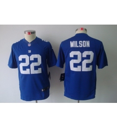 Youth Nike New York Giants 22 Wilson Blue Limited Jerseys