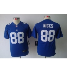 Youth Nike New York Giants 88# Hakeem Nicks Blue Limited Jerseys
