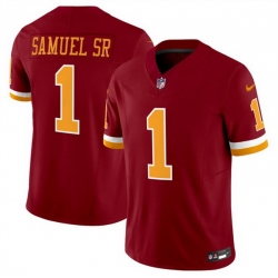 Men Washington Commanders 1 Deebo Samuel Sr  Burgundy 2025 F U S E  Throwback Limited Stitched Football Jersey