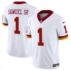 Men Washington Commanders 1 Deebo Samuel Sr  White 2025 F U S E  Throwback Vapor Limited Stitched Football Jersey