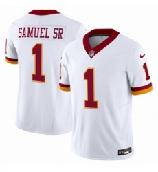 Men Washington Commanders 1 Deebo Samuel Sr White 2025 FUSE Throwback Vapor Limited Football Stitched Jersey