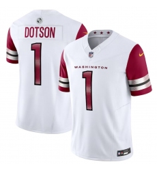 Men Washington Commanders 1 Jahan Dotson White 2023 F U S E  Vapor Limited Stitched Football Jersey
