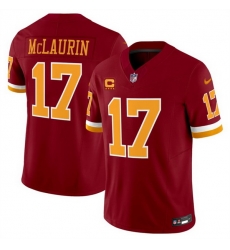 Men Washington Commanders 17 Terry McLaurin Burgundy 2025 F U S E  4 Star C Patch Throwback Limited Stitched Football Jersey