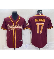 Men Washington Commanders 17 Terry McLaurin Burgundy With Patch Cool Base Stitched Baseball Jersey