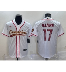 Men Washington Commanders 17 Terry McLaurin White With Patch Cool Base Stitched Baseball Jersey