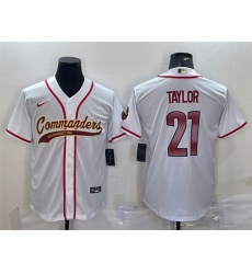 Men Washington Commanders 21 Sean Taylor White With Patch Cool Base Stitched Baseball Jersey