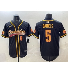 Men Washington Commanders 5 Jayden Daniels Black Limited Stitched Baseball Jersey Men Washington Commanders 5 Jayden Daniels Black Limited Stitched Baseball Jersey