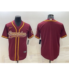 Men Washington Commanders Blank Burgundy With Patch Cool Base Stitched Baseball Jersey