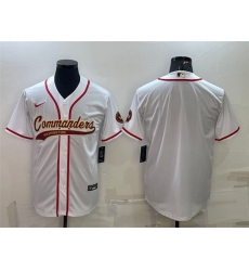Men Washington Commanders Blank White With Patch Cool Base Stitched Baseball Jersey