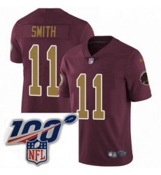 Mens Nike Washington Redskins 11 Alex Smith Burgundy RedGold Number Alternate 80TH Anniversary Vapor Untouchable Limited Stitched 100th anniversary Neck Pa