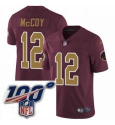 Mens Nike Washington Redskins 12 Colt McCoy Burgundy RedGold Number Alternate 80TH Anniversary Vapor Untouchable Limited Stitched 100th anniversary Neck Pa