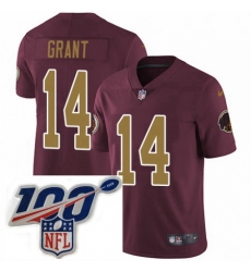 Mens Nike Washington Redskins 14 Ryan Grant Burgundy RedGold Number Alternate 80TH Anniversary Vapor Untouchable Limited Stitched 100th anniversary Neck Pa