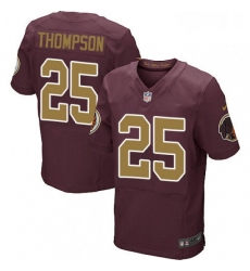 Mens Nike Washington Redskins 25 Chris Thompson Elite Burgundy RedGold Number Alternate 80TH Anniversary NFL Jersey
