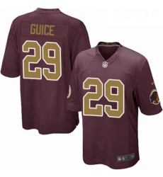 Mens Nike Washington Redskins 29 Derrius Guice Game Burgundy RedGold Number Alternate 80TH Anniversary NFL Jersey