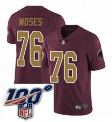Mens Nike Washington Redskins 76 Morgan Moses Burgundy RedGold Number Alternate 80TH Anniversary Vapor Untouchable Limited Stitched 100th anniversary Neck 