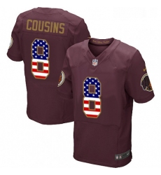 Mens Nike Washington Redskins 8 Kirk Cousins Elite Burgundy Red Alternate USA Flag Fashion NFL Jersey