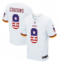 Mens Nike Washington Redskins 8 Kirk Cousins Elite White Road USA Flag Fashion NFL Jersey