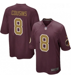 Mens Nike Washington Redskins 8 Kirk Cousins Game Burgundy RedGold Number Alternate 80TH Anniversary NFL Jersey