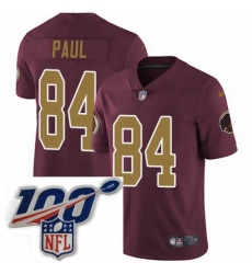 Mens Nike Washington Redskins 84 Niles Paul Burgundy RedGold Number Alternate 80TH Anniversary Vapor Untouchable Limited Stitched 100th anniversary Neck Pa