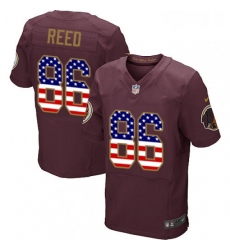 Mens Nike Washington Redskins 86 Jordan Reed Elite Burgundy Red Alternate USA Flag Fashion NFL Jersey