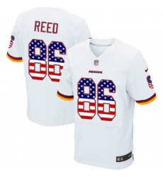 Mens Nike Washington Redskins 86 Jordan Reed Elite White Road USA Flag Fashion NFL Jersey