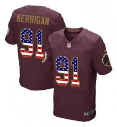 Mens Nike Washington Redskins 91 Ryan Kerrigan Elite Burgundy Red Alternate USA Flag Fashion NFL Jersey