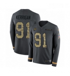 Mens Nike Washington Redskins 91 Ryan Kerrigan Limited Black Salute to Service Therma Long Sleeve NFL Jersey
