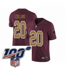 Mens Washington Redskins 20 Landon Collins Burgundy Red Gold Number Alternate 80TH Anniversary Vapor Untouchable Limited Stitched 100th anniversary Neck Pa