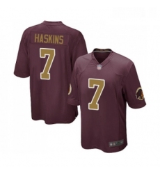 Mens Washington Redskins 7 Dwayne Haskins Game Burgundy Red Gold Number Alternate 80TH Anniversary Football Jersey