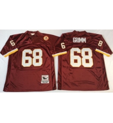 Mitchell And Ness Redskins #68 Russ Grimm Red Throwback Stitched NFL Jersey
