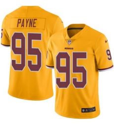 Nike Redskins #95 Da Ron Payne Gold Mens Stitched NFL Limited Rush Jersey