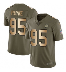 Nike Redskins #95 Da Ron Payne OliveGold Mens Stitched NFL Limited 2017 Salute To Service Jersey