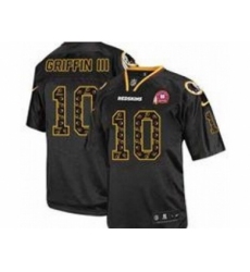 Nike Washington Redskins 10 Robert Griffin III Black Elite 80TH Patch Lights Out Fashion NFL Jersey