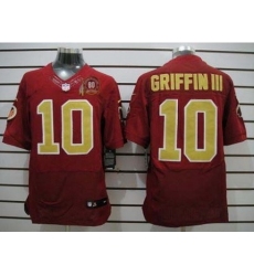 Nike Washington Redskins 10 Robert Griffin III Red Elite 80TH Patch Gold Number NFL Jersey