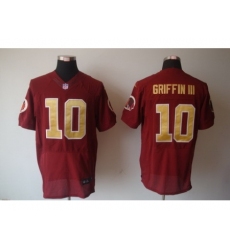 Nike Washington Redskins 10 Robert Griffin III Red Elite Gold Number NFL Jersey
