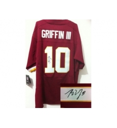 Nike Washington Redskins 10 Robert Griffin III Red Elite Signed NFL Jersey