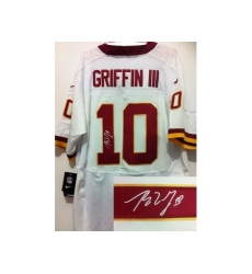 Nike Washington Redskins 10 Robert Griffin III White Elite Signed NFL Jersey