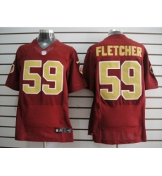 Nike Washington Redskins 59 London Fletcher Red Elite 80TH Patch Gold Number NFL Jersey