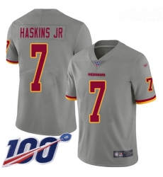 Redskins 7 Dwayne Haskins Jr Gray Men Stitched Football Limited Inverted Legend 100th Season Jersey