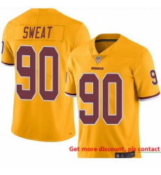 Redskins 90 Montez Sweat Gold Men Stitched Football Limited Rush Jersey